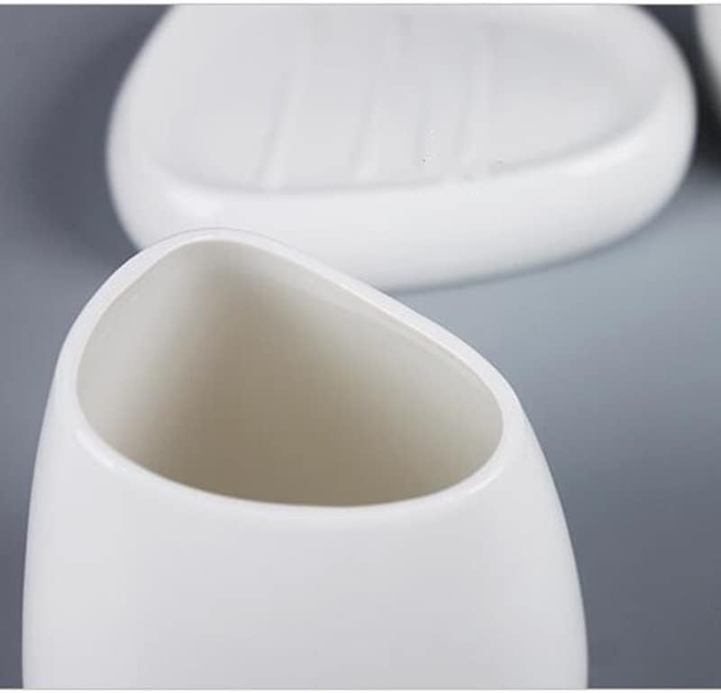 SAWQF Бяла Керамика Набор от Аксесоари За Баня Опаковка Сапун Притежателя на Четка за зъби Кутия За Памучни Тампони
