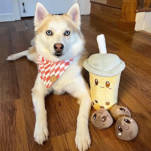 Играчка за кучета WOOFELITE Large Boba Bubble Milk Tea - Интерактивни играчки за кучета на Криеница с Писклявым Плюшем