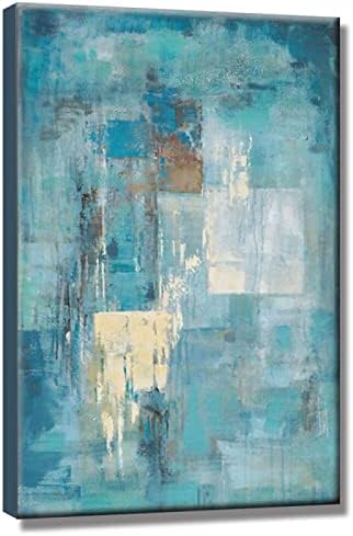 MAXSMLZT 60*90 см Ръчно Рисувани Абстрактни Картини на Платно Изкуство Минималистичная Живопис Бирюзово-Синя Чиста