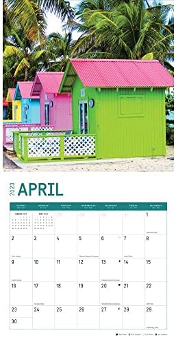 Стенен Календар на Бахамските острови за 2023 година с участието на Ярка Ден, 12x12 Инча, Снимка на Красиво и Живописно