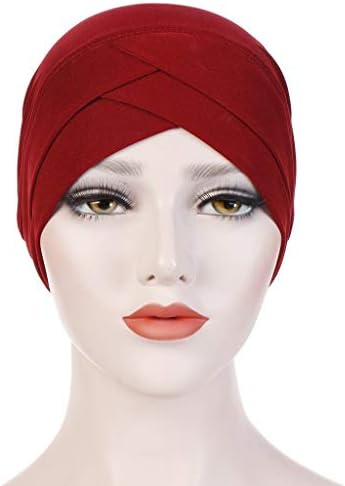Дамски мешковатая мека шапка-бини с припокриване, дамски шал-тюрбан с волани, однотонная шапка, мюсюлмански