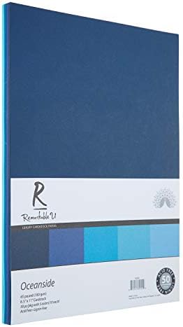 Висококачествена Цветна Картонена хартия 8,5 x 11, различни сини цветя | 65 паунда Гладка текстура | Однотонная Картонена хартия
