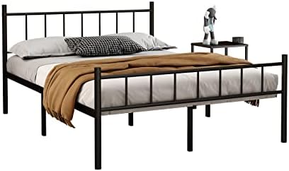 НОВА Рамка на легло на платформата JETO с таблата и изножьем, Рамка на легло от сверхпрочных стоманени ленти, Метална рамка