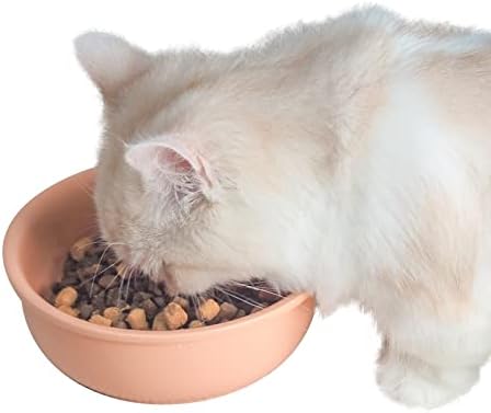 Керамични купи за котки MOCATE, 2 (бял и розов), Купа за храна и вода обем 14,56 унция, Основни храни за котки и кучета,