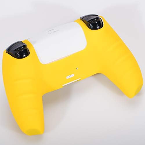 Силиконов калъф Playrealm Soft 3D Dots x 1 и писалки за палеца x 8 за PS5 Dualsenese Controller (жълт)