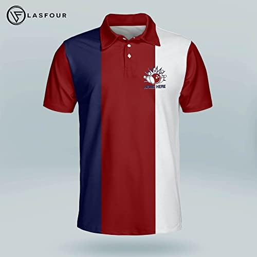 LASFOUR Потребителски Забавни Риза за Боулинг, Персонални Риза за Боулинг в Ретро стил за Мъже, Мъжки Поло с Къс