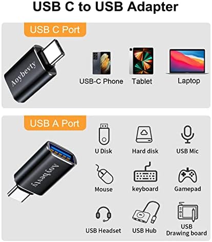 Адаптер Aoybevty C USB към USB 3.0 (4 бр.), USB Type C към конектора USB Type A OTG, за MacBook Air/Pro 2022 iMac iPad, Samsung