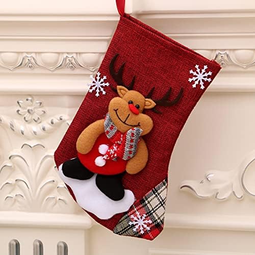 Коледни Чорапи на Тъканта Коледна Чанта за Чорапи и Коледни Окачени Чорапи за Украса на парти и Коледен Cartoony