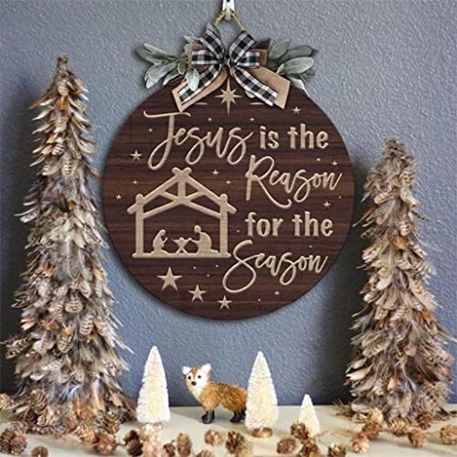 TJLSS Коледен Дървена Врата венец 11,81 инча, Табела на входната врата, Коледна дървена табела, на Завесата (Цвят: A,