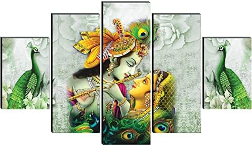 1 artofcreation SAF Комплект от 5 Радха Кришна Религиозно съвременно изкуство Домашна декоративни стенни Живопис
