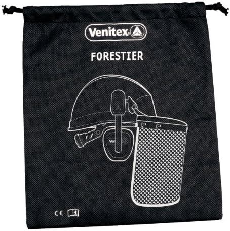 Предпазна каска за горското стопанство Venitex Forestier2 със защитни облицовки за ушите и лицето щит с черен пластмасов