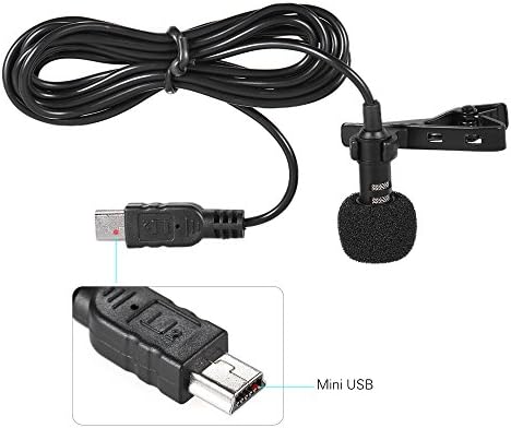 Микрофон Tickas,150 см Професионален Мини USB Ненасочено Стереомикрофон с клипс за яката, Съвместим с Gopro