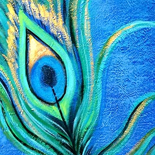 YUANYIRAN Ръчно Рисувани Текстурирани Абстрактна Живопис с маслени бои - Синя Павлинье Перо Оттичане на Фона на Модерното