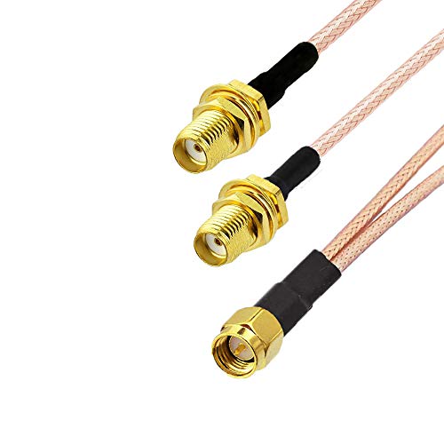RedYutou Кабел SMA-сплитер SMA Мъжки до Двойно SMA женски кабел V-образен 6-инчов (15 см) Адаптер WiFi антена (не се