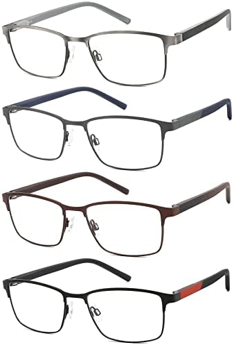 4 Опаковки Очила за четене за мъже, Блокер синя светлина Компютърни Ридеры, които Предпазват от ултравиолетовите