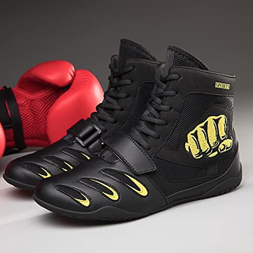 shidai/Мъжки Обувки за борба, Младежки Обувки за вдигане на тежести, Бокс маратонки с най-високо берцем, Дишащи Боксови