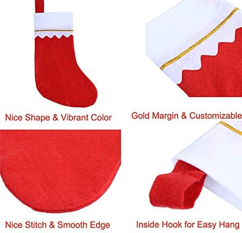 Asekonc 12 Опаковки, Коледни Чорапи от Червен Филц, Набор от 15 инча(а)а) Коледни Чорапи на Дядо Коледа за Семейна Почивка,