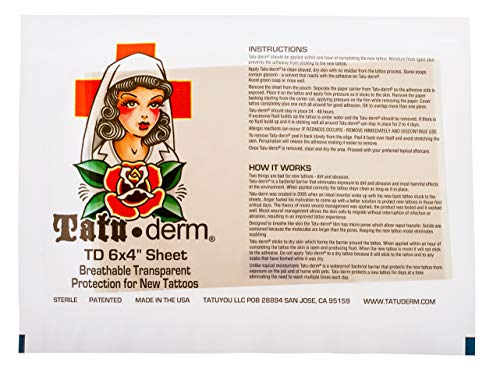 Tatu-Derm Sheet - 6 x 4 - Интензивна грижа за кожата след татуажа (5 листа)