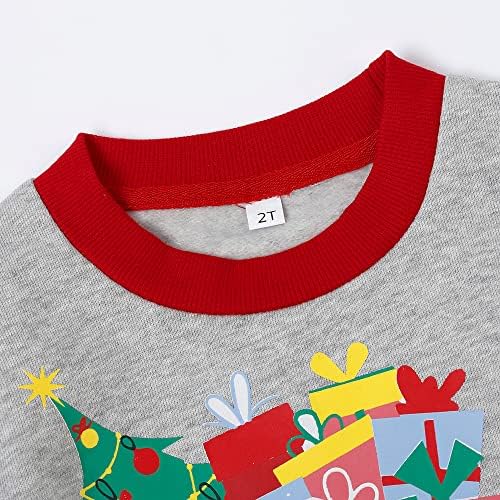 RETSUGO Коледен мек вълнен плат Пуловер За Малки Момчета, Hoody с кръгло деколте, Дядо Коледа, Елен, Снежен човек, Графичен Пуловер,