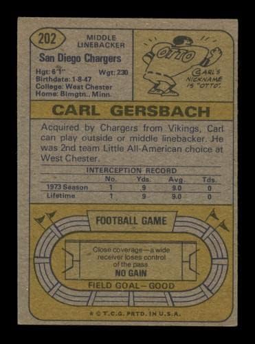 Карл Ото Герсбах с автограф от 1974 Topps Card 202 Инв San Diego Chargers 195419 - Футболни картички NFL с