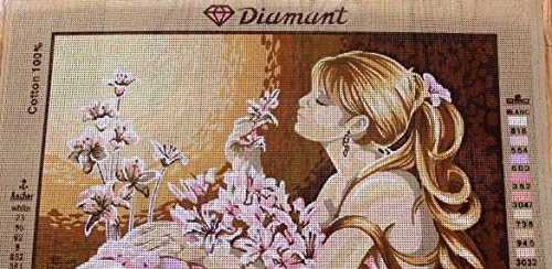 Комплект за бродиране на Гоблени с Диаманти, Рисувана на Платно, Брои Кръст, Комплект за бродиране на Гоблени Жена с цветя.