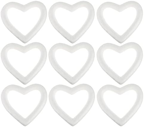 SEWACC Коледен Декор 10 бр. Бял Пенопластовый Венец във Формата На Сърце, Венец от Стиропор с Форма на Сърце, Пръстени