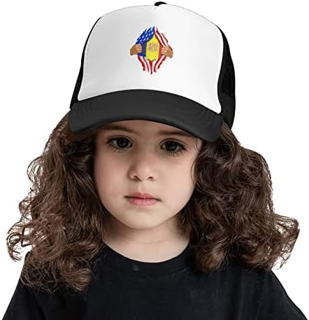 Детска бейзболна шапка със знамената на САЩ и Андора, има добра дишаща функция, естествен комфорт и дишаща
