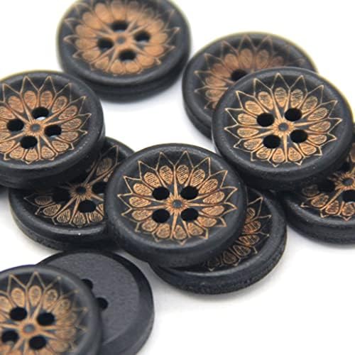 JKUYWX 18 мм Черни Дървени Копчета за връхни дрехи DIY Занаяти Тренчкот Украшение