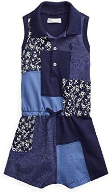 Гащеризон в стил мозайка за малки момичета Ralph Lauren (Тъмно синьо Мулти (1001)/Бял, 9 месеца)