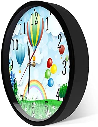 Timethink Стенен Часовник с Метална Рамка с Въздушно топка, отпечатана в балон с Горещ въздух, за Детска стая,