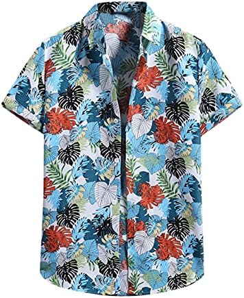 Мъжки ризи NEARTIME Hawaiian Aloha от памук обикновена засаждане с къс ръкав, ежедневни ризи Алоха