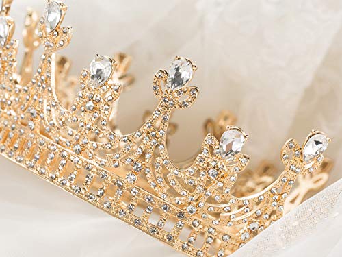 SWEETV Златна корона на кралица на жените, сватбената корона, короната на торта за рожден ден, аксесоари за костюмированной