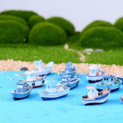 Умален Модел на Мини-лодки NEARTIME, играчка за Риболовен кораб, за Украса за дома на масата, Статуята на Хрътки (синьо