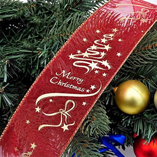 NUOBESTY 2 на Руло Коледно Лента Червена Марлевая Лента коледа Коледа Лента Подарък Опаковъчна Панделка С Тел Край на