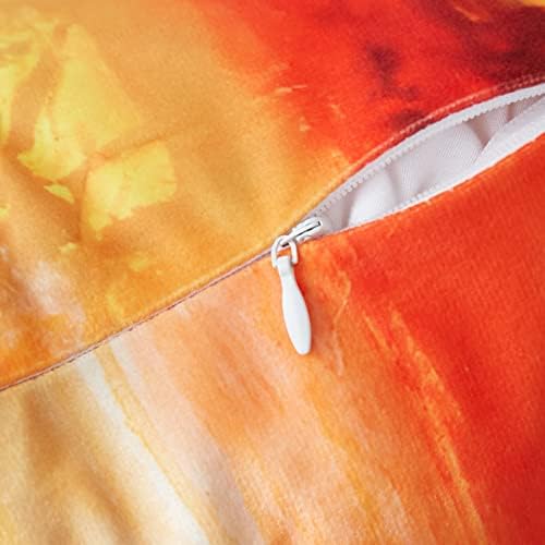Оранжеви Калъфки Комплект от 2 Модерни Абстрактни Произведения на Изкуството Изгорени Оранжево-Червени Декоративни Калъфки