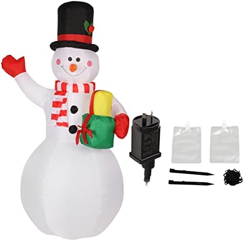 Коледен Надуваем Снежен човек височина 1,5 м на Открито с Цилиндър С Led Подсветка, Семеен Експлозия за Външна Украса на Тревата