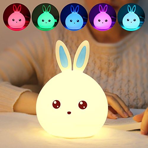 Исю Сладък заек силиконова лампа цветна сладко малко зайче лека нощ зародиш мечка и заек пат лампа USB мил домашен любимец