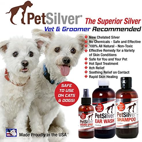 Шампоан PetSilver с хелатированным сребро за кучета и котки, направено в САЩ. Аромат на ванилия и цитрусови плодове.