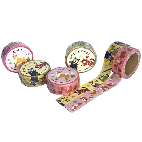 Комплект от японските ленти Васи: 2 Ленти за кучета Shiba и 2 ленти за котки Нинджа Васи/ тиксо. Декоративни Хартиени