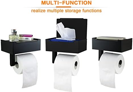 Стенен държач за тоалетна хартия MaiHongda с рафт и място за съхранение на хартиени салфетки, Диспенсер за телефон Без пробиване,