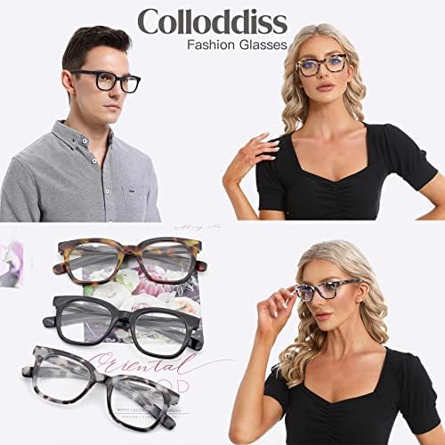 Colloddiss Извънгабаритни очила за четене за жени и мъже, четци в квадратна рамка, блокиране на синя светлина,
