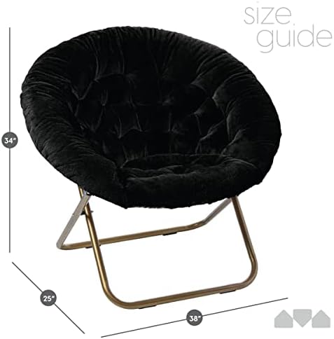 Уютно кресло Milliard / Стол-чинийка от изкуствена кожа за Спалня/X-Large (Черен)