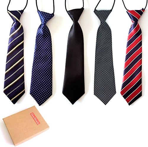 Elesa Miracle Boys Предварително навързани-Еластичен колан за Сменящи се, Вратовръзка за Малки момчета, Цена вратовръзка, Комплект от 5