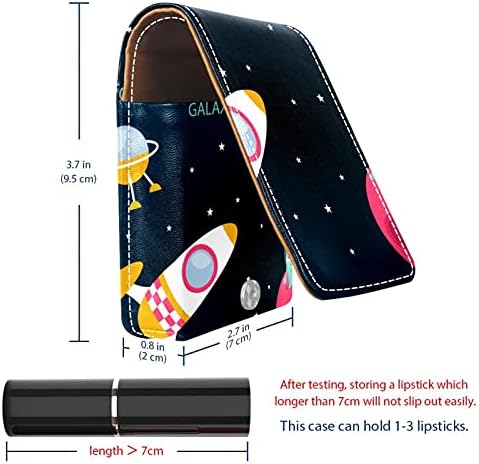 Калъф За Червило С Огледало Външен Космически Кораб Galaxy Ракети Планета Притежателя На Гланц За Устни Преносим Кутия