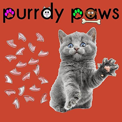 Purrdy Paws 40 Опаковки Меки Капачки за Котешки Нокът Прозрачни Малки
