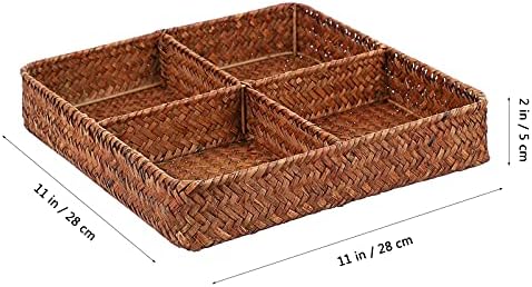 Тави за Десерт DOITOOL, 4-Секционни Плетени кошници за Рафтове, Кошници за съхранение от морска трева Ръчно изработени Тъкани