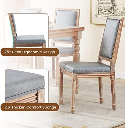 Трапезни Столове Комплект от 2 Френски Стола за трапезария в стил Кънтри, Селска стол с мека тапицерия с облегалка-стъпала,