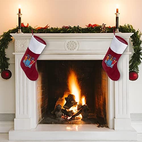 Флаг Ню Джърси Лого Коледен Отглеждане Класически Висящи Орнаменти Бял Маншет Чанта за Бонбони за Семейна Почивка