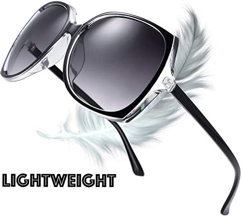 Нови дамски слънчеви очила Джаки О Cat Eye Hybrid Butterfly с квадратни очила с голям размер и папийонка - Изискана