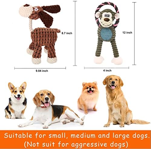 Комплект плюшени играчки за кучета BODLYL с Писклявым Модел за Кученце, 2 опаковки Трайни Плюшени играчки за домашни любимци